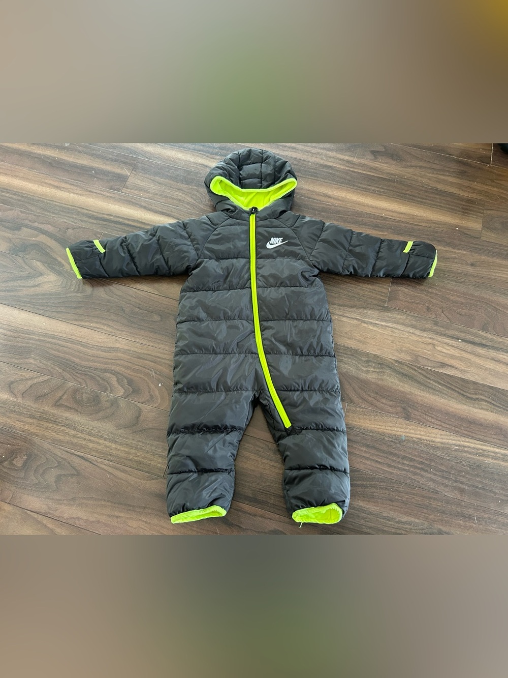 Nike Baby Black Snowsuit with Neon Green Trim